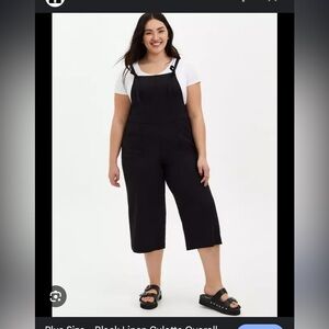 Black Linen Culotte Overall